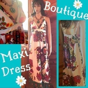 Beautiful Boutique Brand White Print Maxi Sundress 🤍 Boho Maxi Summery Cotton